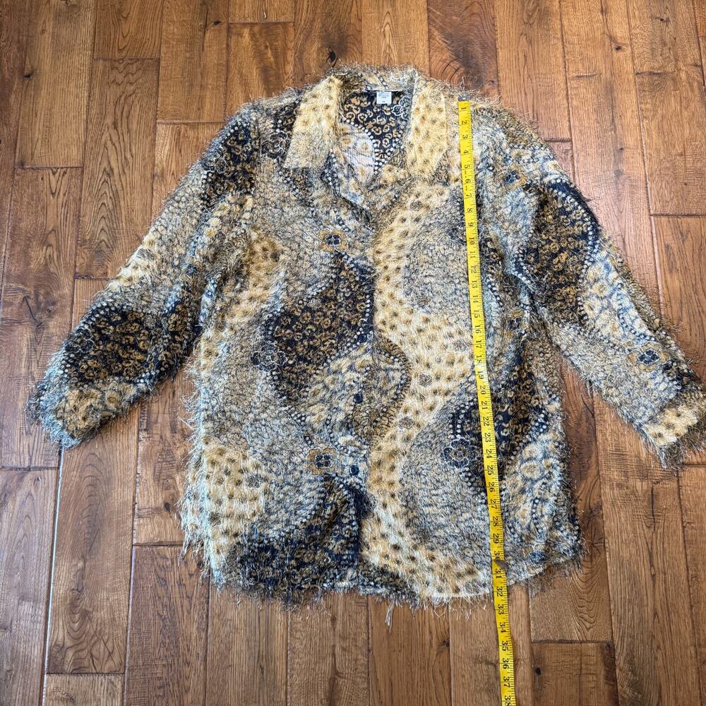 Giorgio Fiorlini Plus Collection Button Up Shirt Tunic Jungle Print Fuzzy Sz 16 - Picture 4 of 7